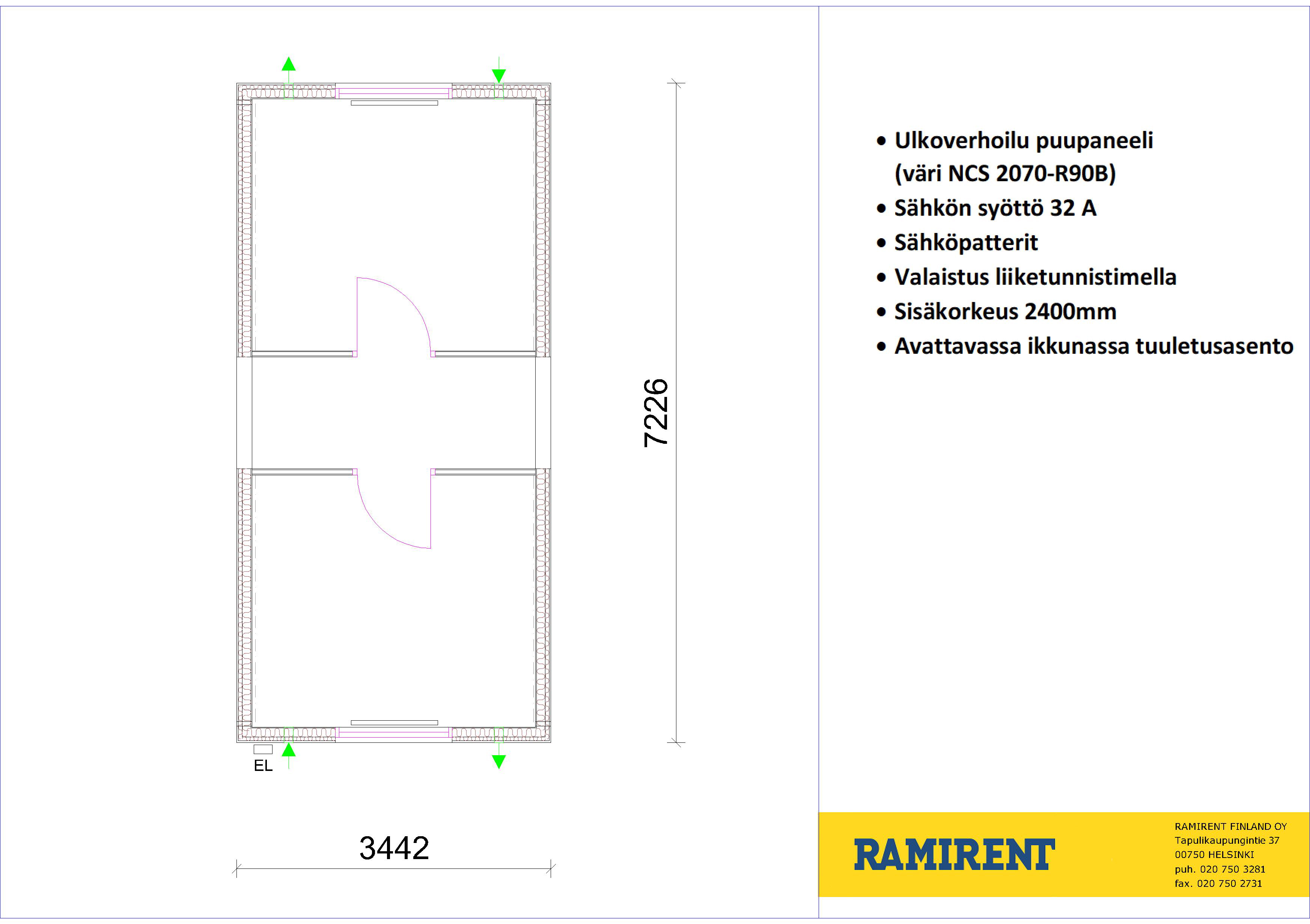 Kontorsmodul, två rum  RMF FFA12