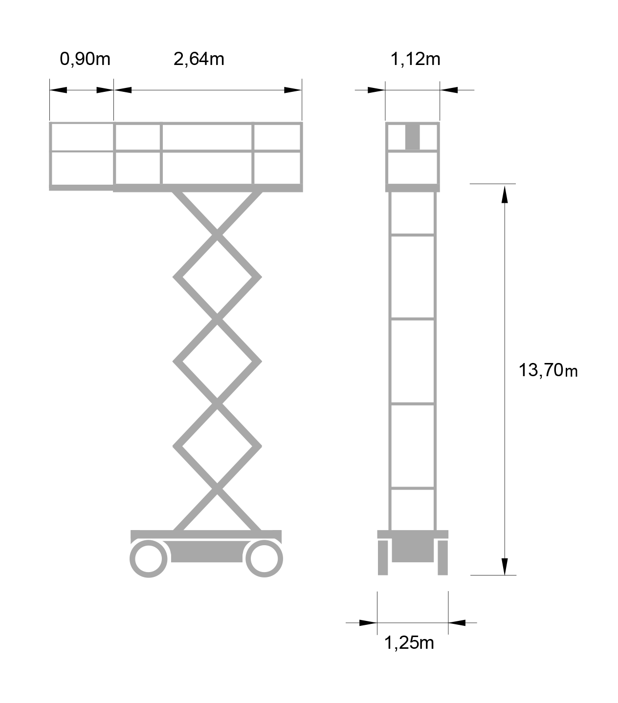 Scissor Lift electric, platform height 13.7 m DINGLI JCPT1612DCS