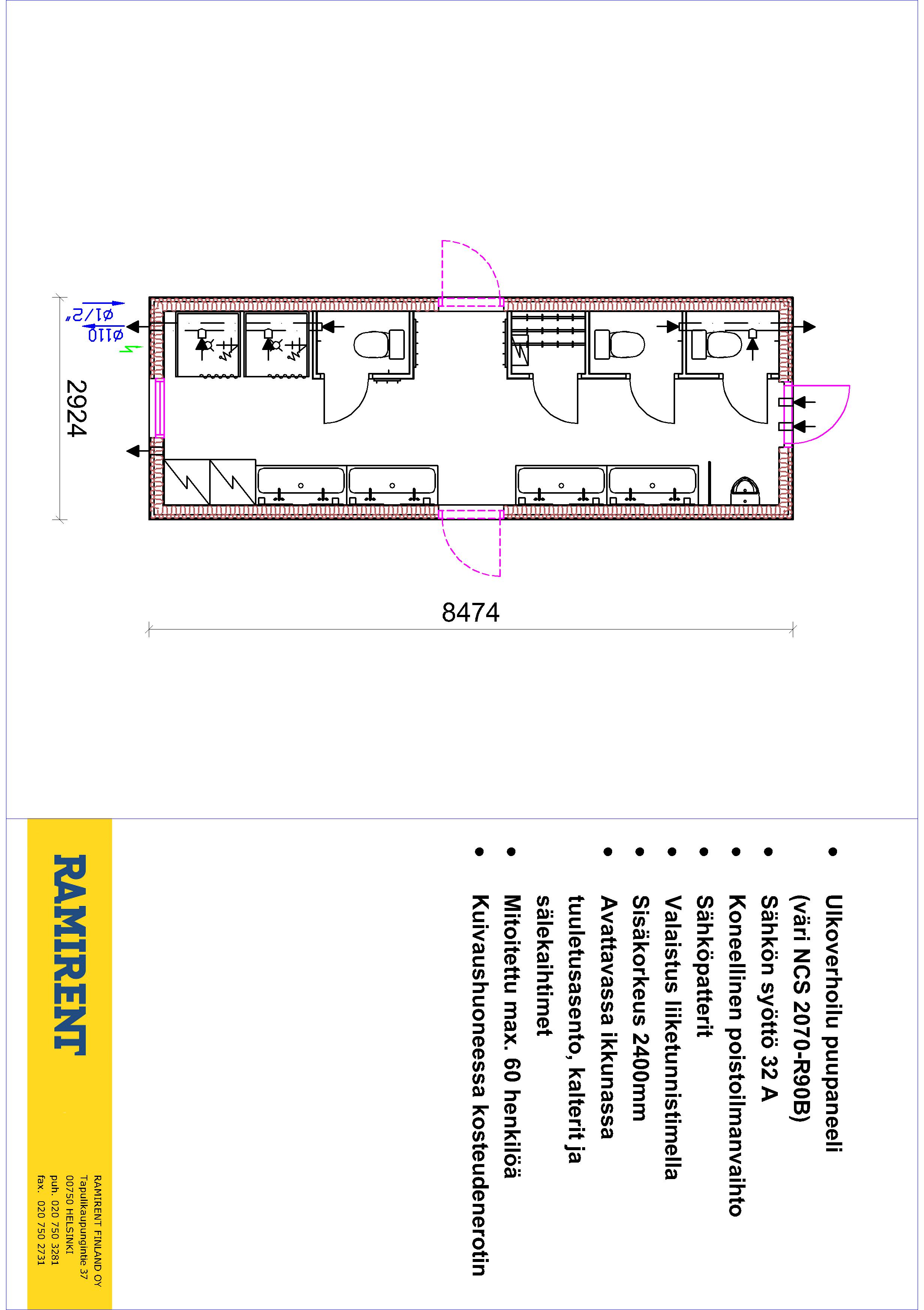 Sanitary Module for 60 pers. MOELVEN TDW40-K