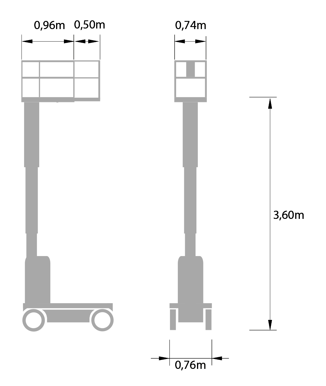 Battery Powered Mast Lift 3,6 m SNORKEL TM12