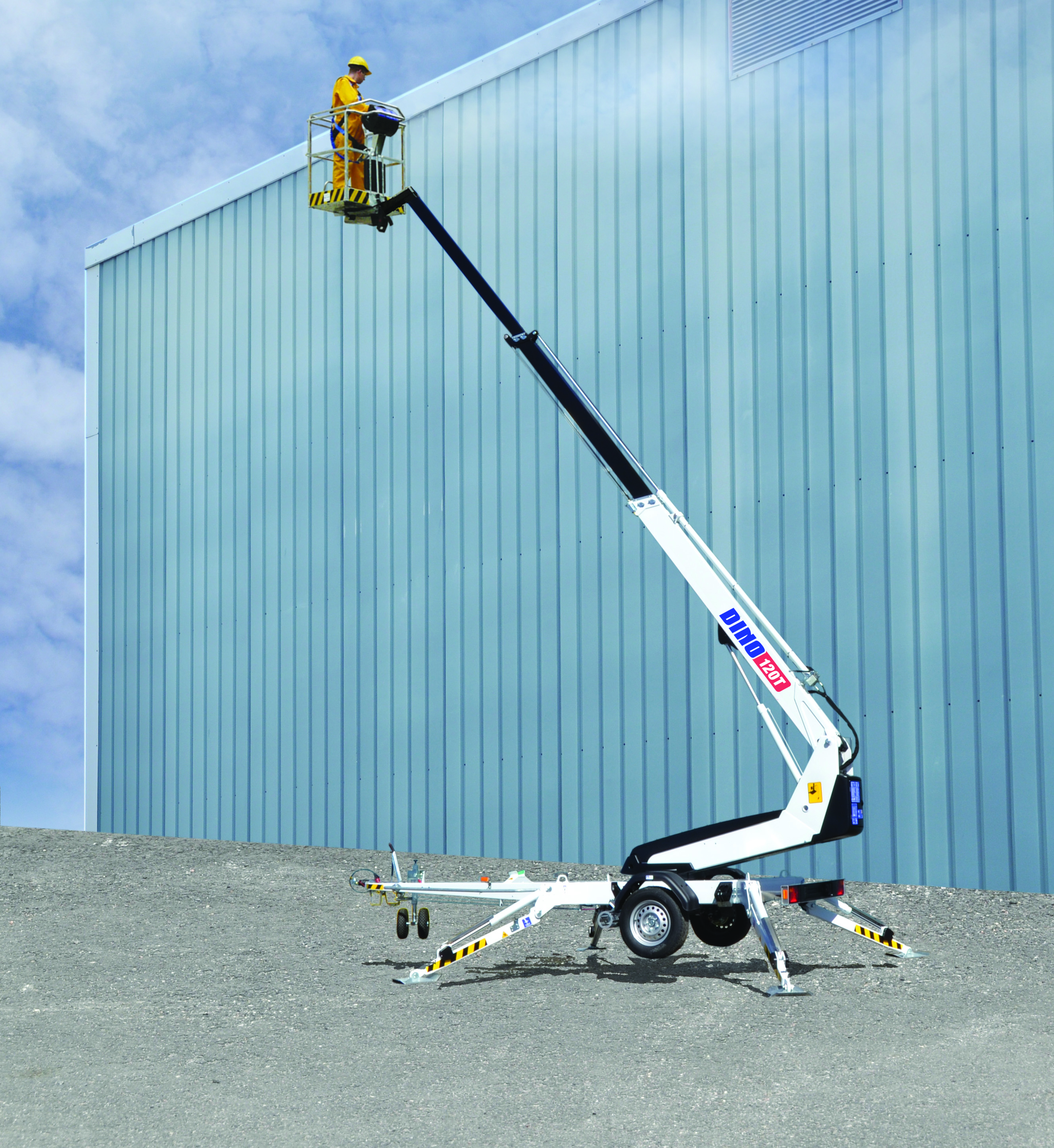 Articulated Trailer Mounted Boom Lift electric, platform height 10 m DINO 120T