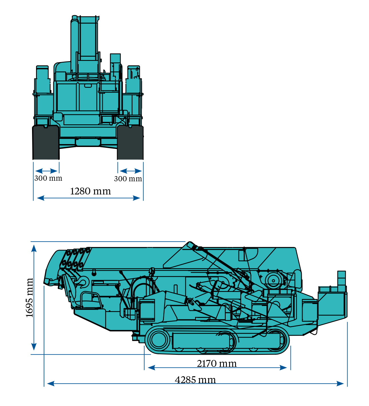 Minikran bandburen, batteri eller el MAEDA MC305CB-3