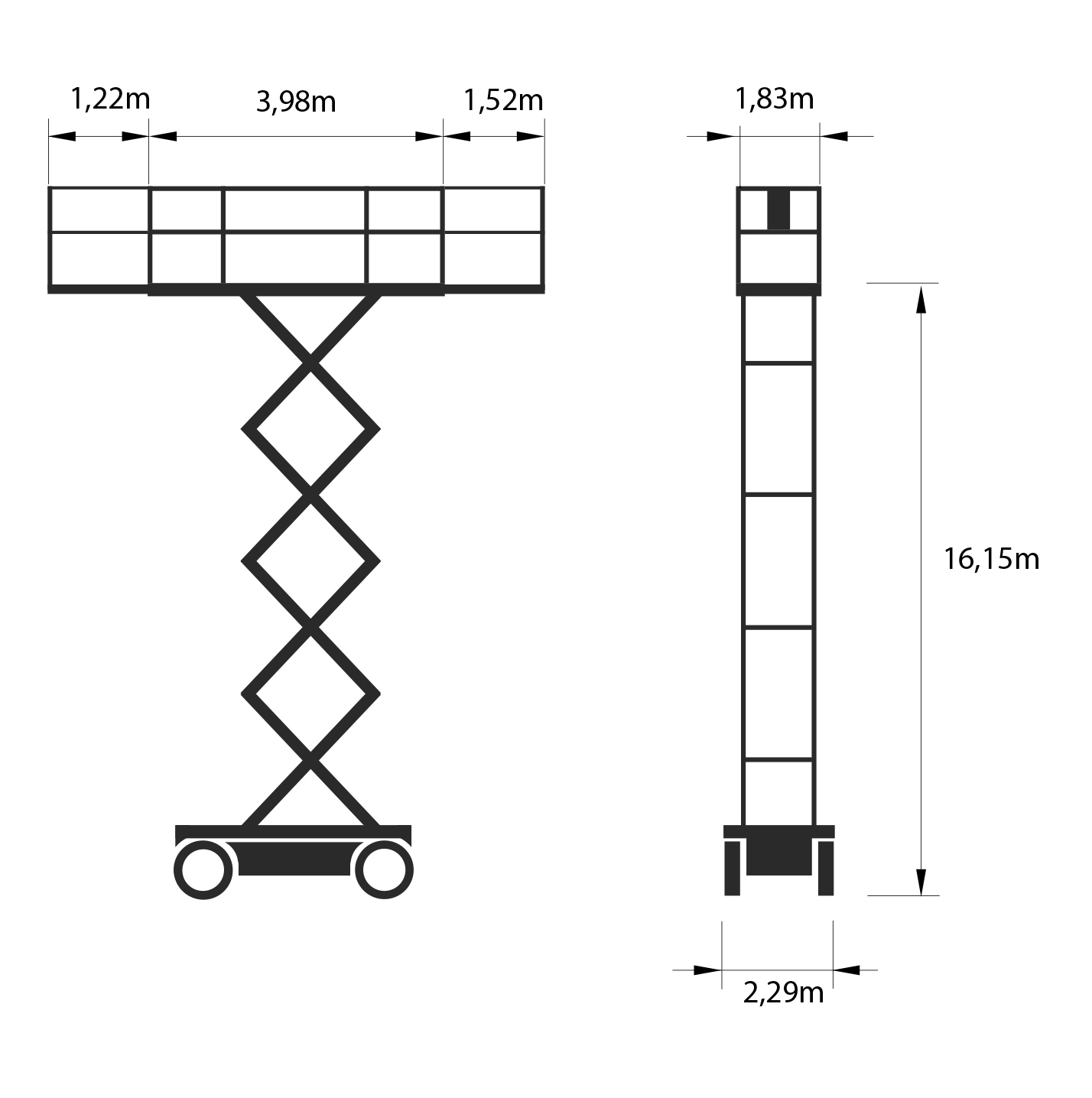 Scissor Lift diesel, platform height 16 m, double extensions GENIE GS5390RT