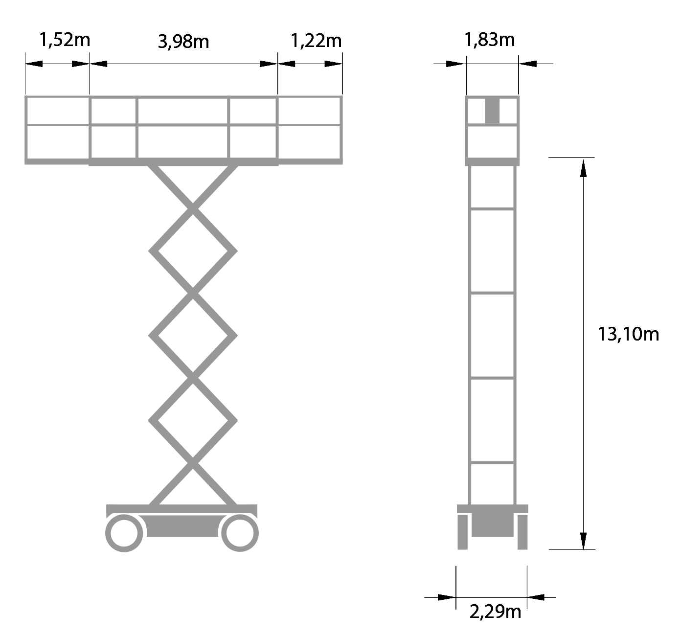 Saxlift diesel, plattformshöjd 12,7m GENIE GS4390RT
