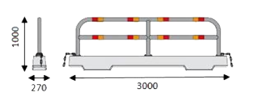 Raskassuoja, teräs 3m DEMEX TRAFFIC BARRIER