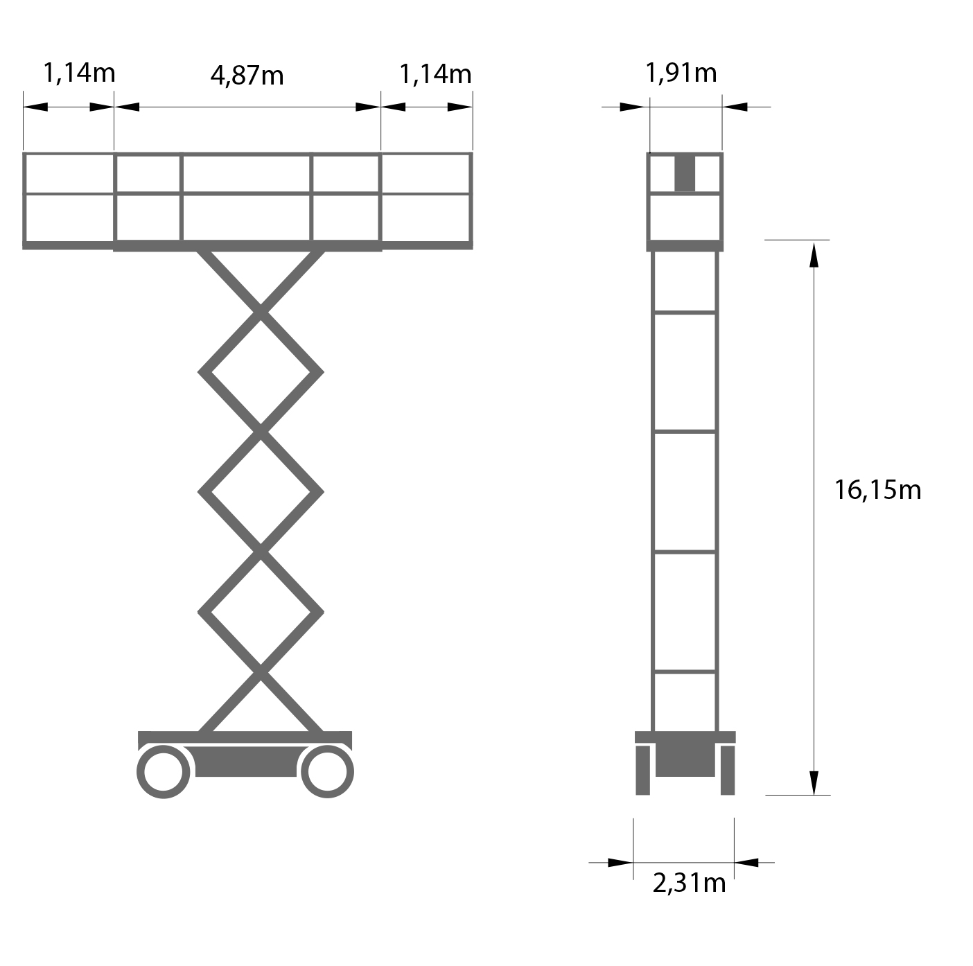 Scissor Lift diesel, platform height 16.1 m double extensions JLG 530LRT