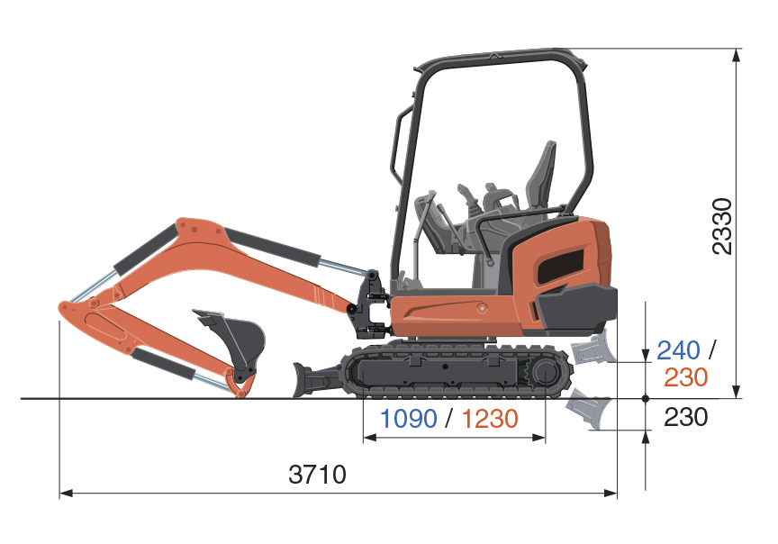 Dieselkäyttöinen tela-alustainen minikaivuri 1,6 t KUBOTA KX016-4