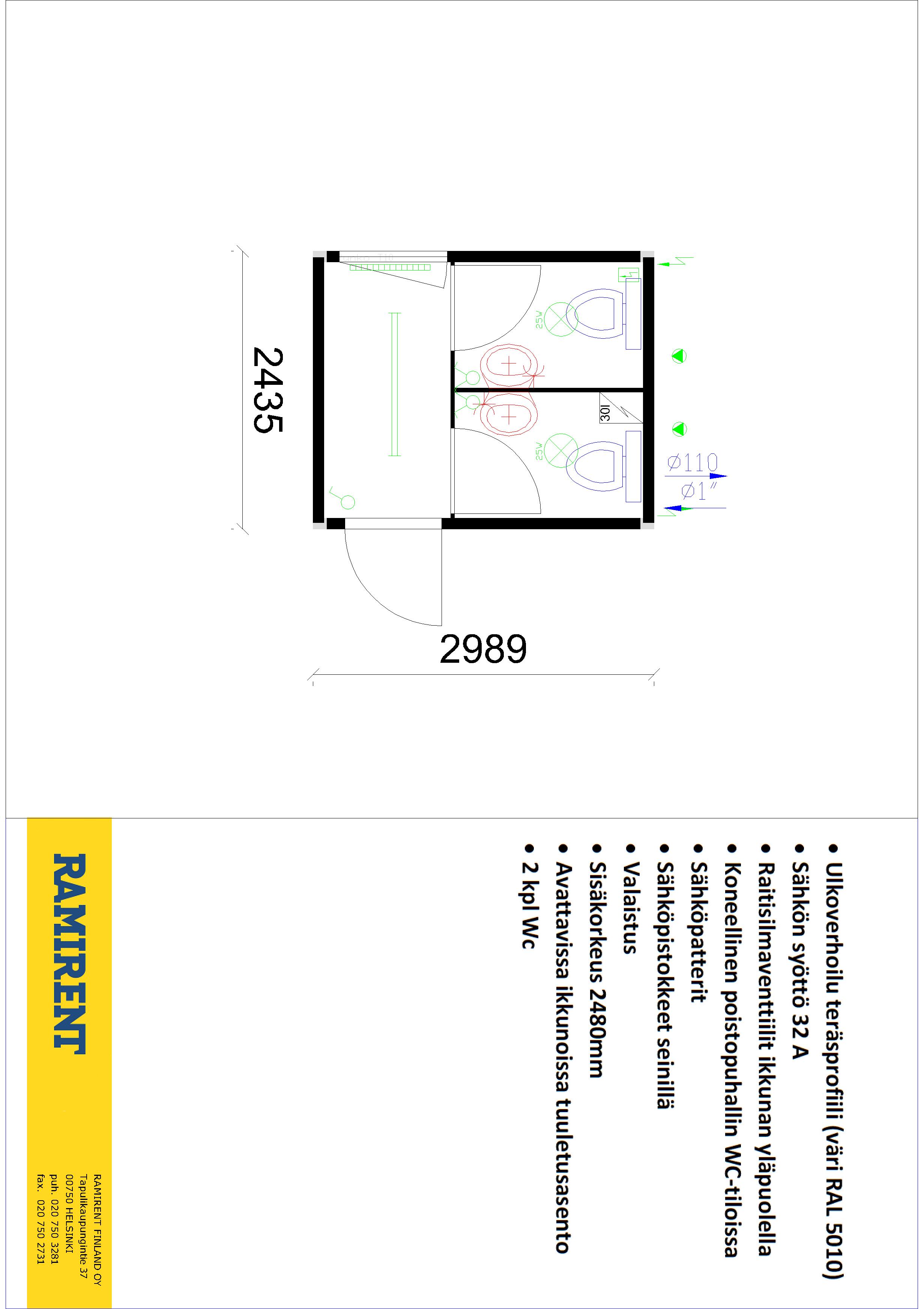 Steel WC Module T10' CONTAINEX 1028NO2T2H