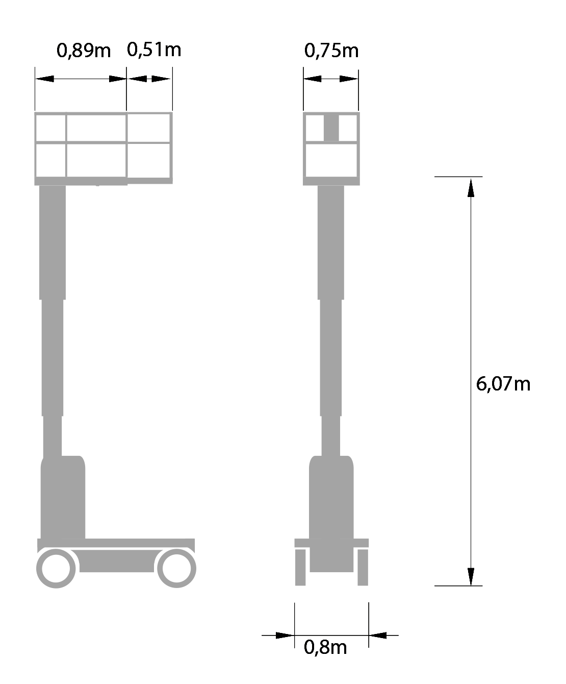 Telescopic Mast Lift electric, platform height 6 m GENIE GR-20