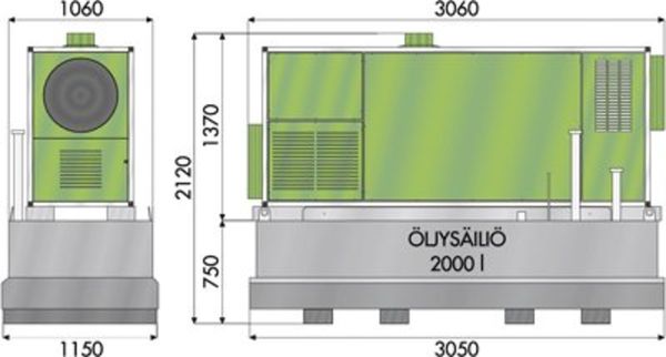 Oljedriven värmefläkt med tank 195 kW POLARTHERM HTL250OIL