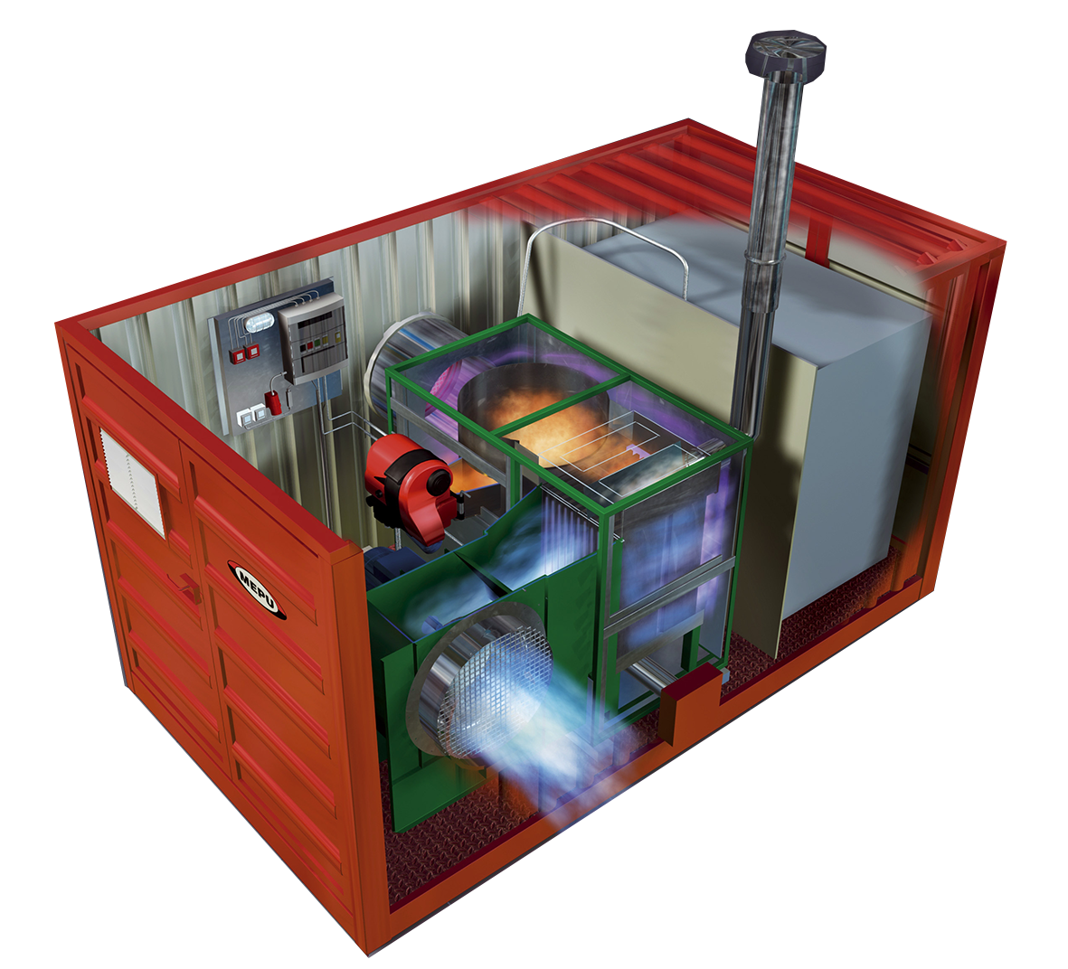 Oljedriven värmefläkt med tank 310 kW MEPU HOTBOX310