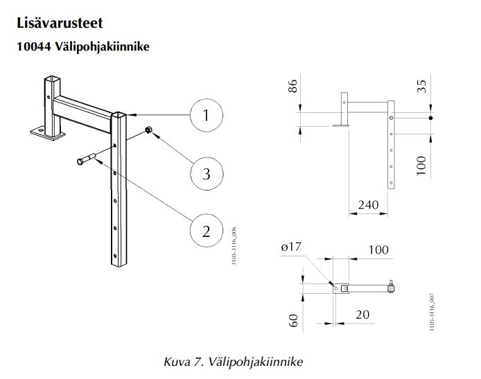 Turvaverkon välipohjakiinnike 10044