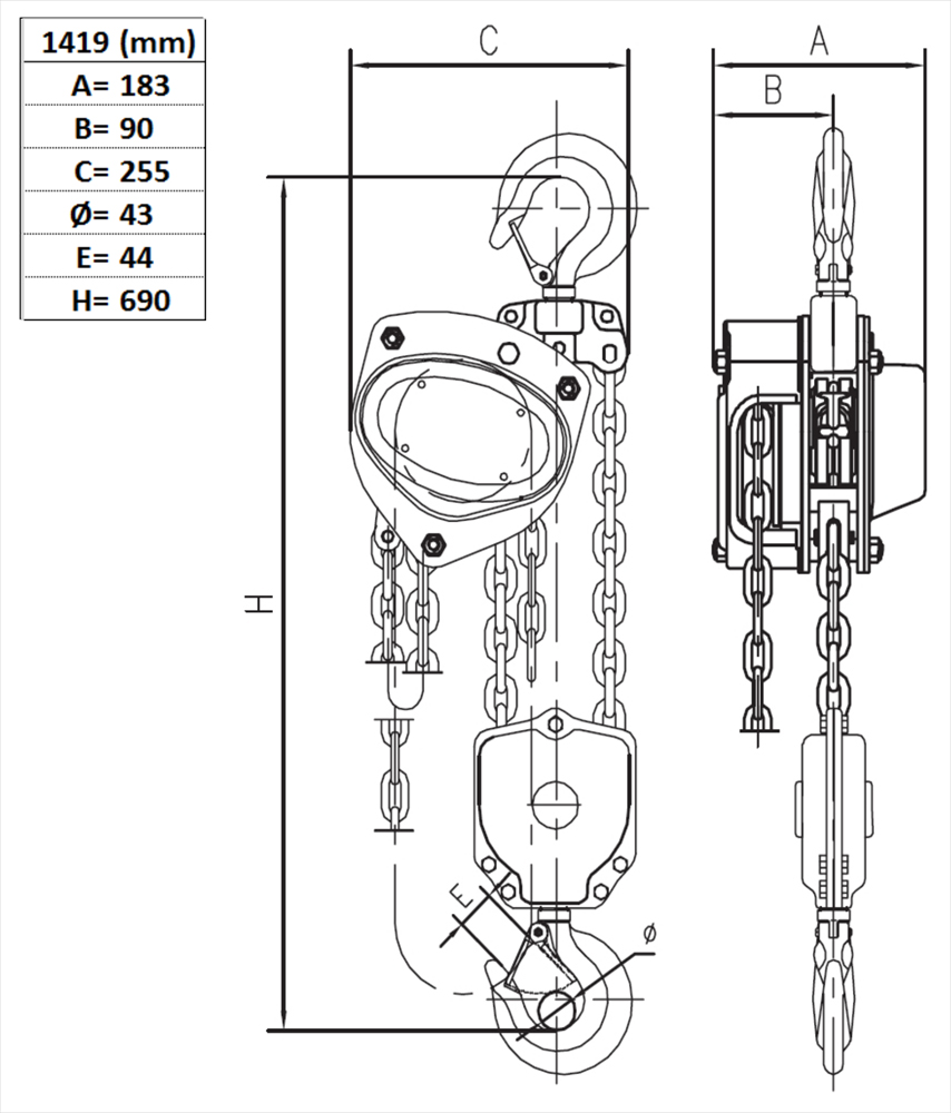 Manual Chain Hoist max. 5000 kg SVERO 1419