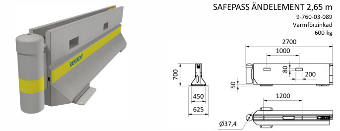 SafePass End Element 2,65 m SSJ SAFEPASS
