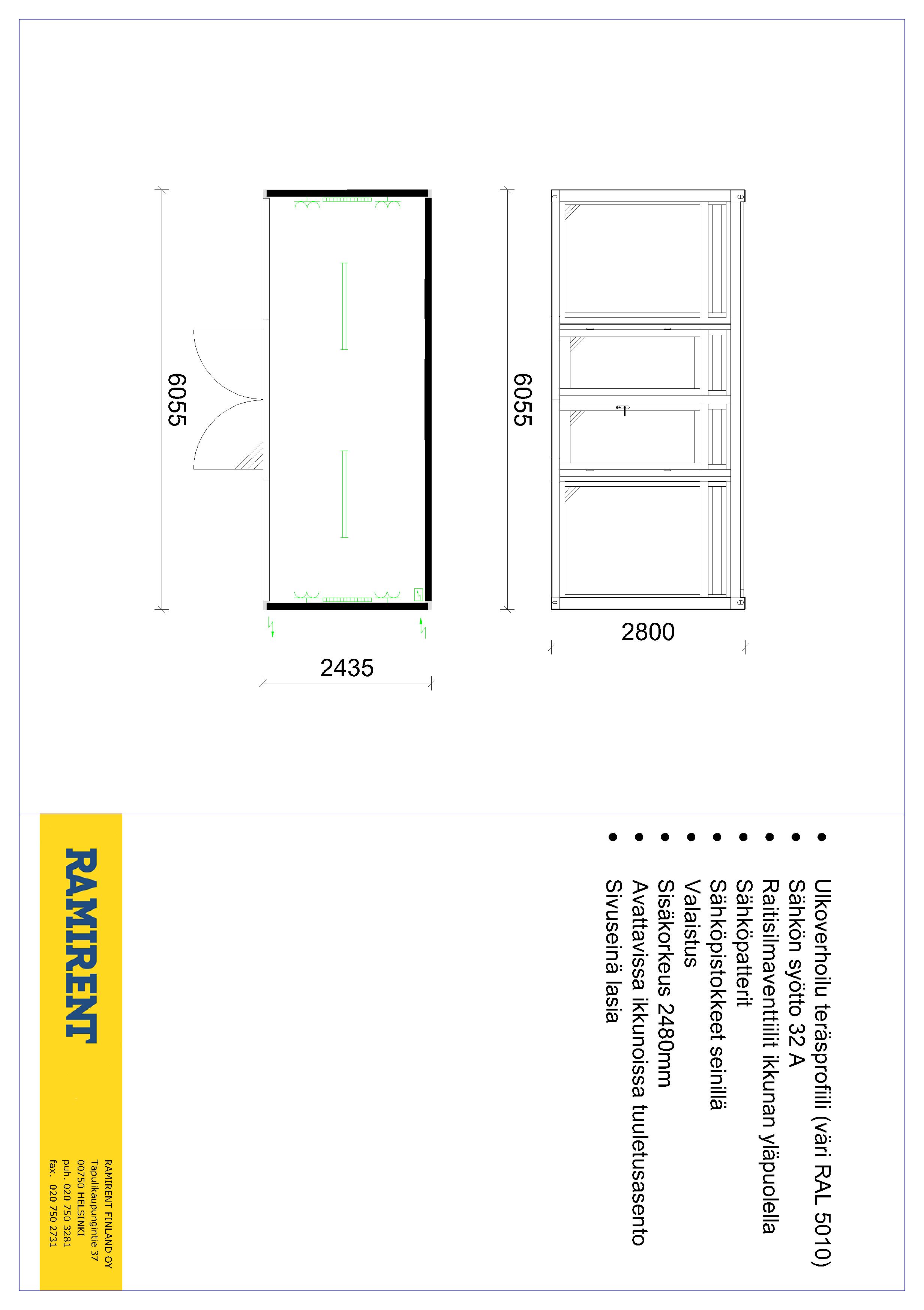 Kontorsmodul med glasvägg CONTAINEX OFFICE EVENT ENV-AA20' 0-1-2LW