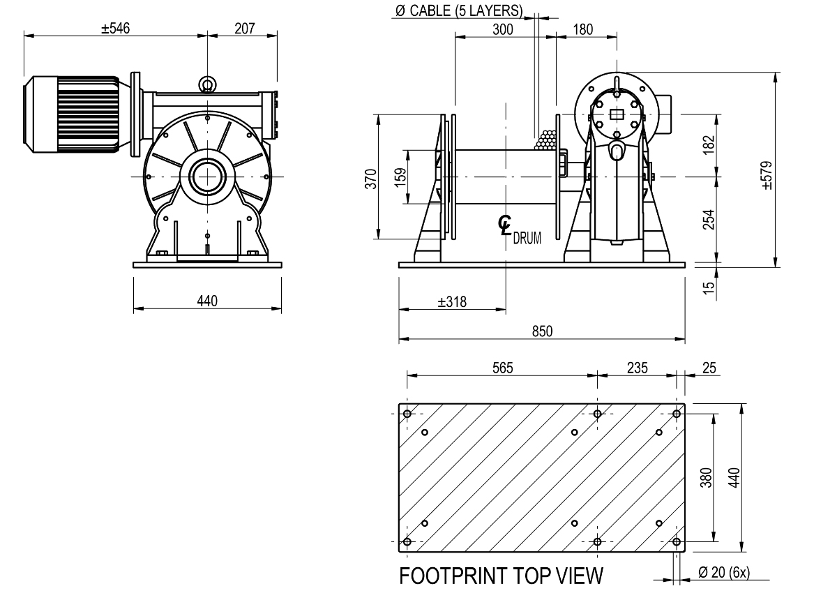 Electric Wire Rope Winch 2800 kg EMCE MC2800