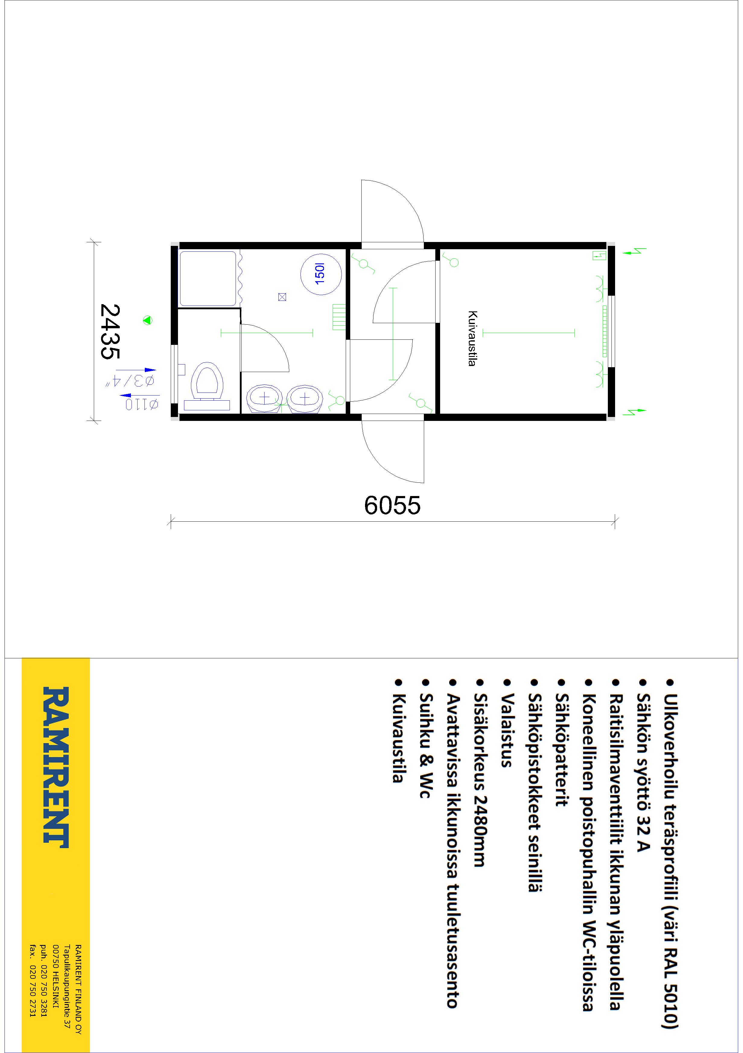 Sanitets- och WC-moduler T20`, 16 pers. CONTAINEX 26AV00003682