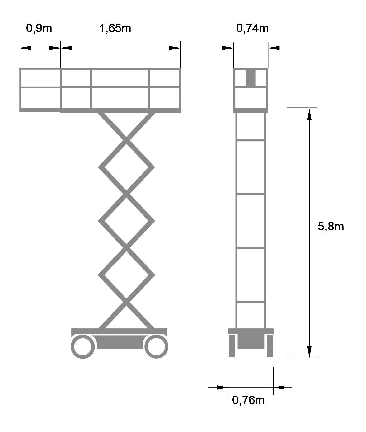 Akkukäyttöinen saksilava 5,8 m GENIE GS1930