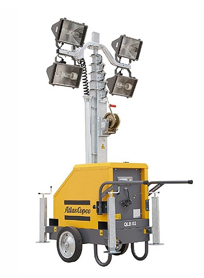 Valomasto, teleskooppi, pyörillä, mh ATLAS COPCO QLB02 LED