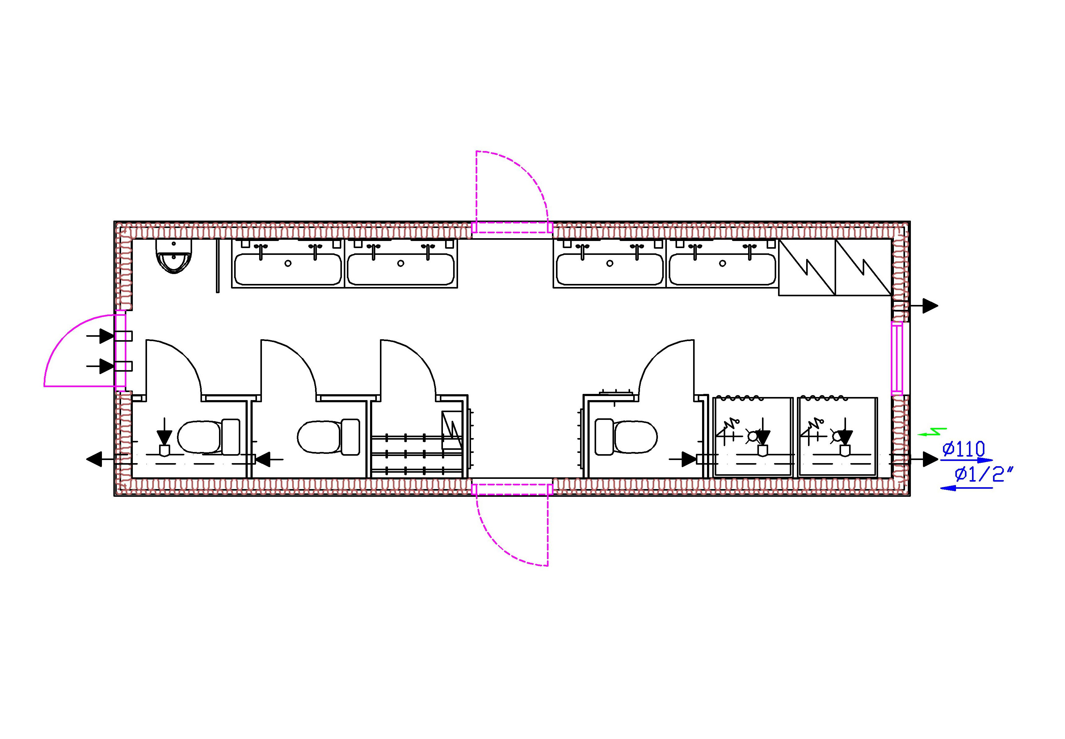 Sanitary Module for 60 pers. MOELVEN TDW40-K