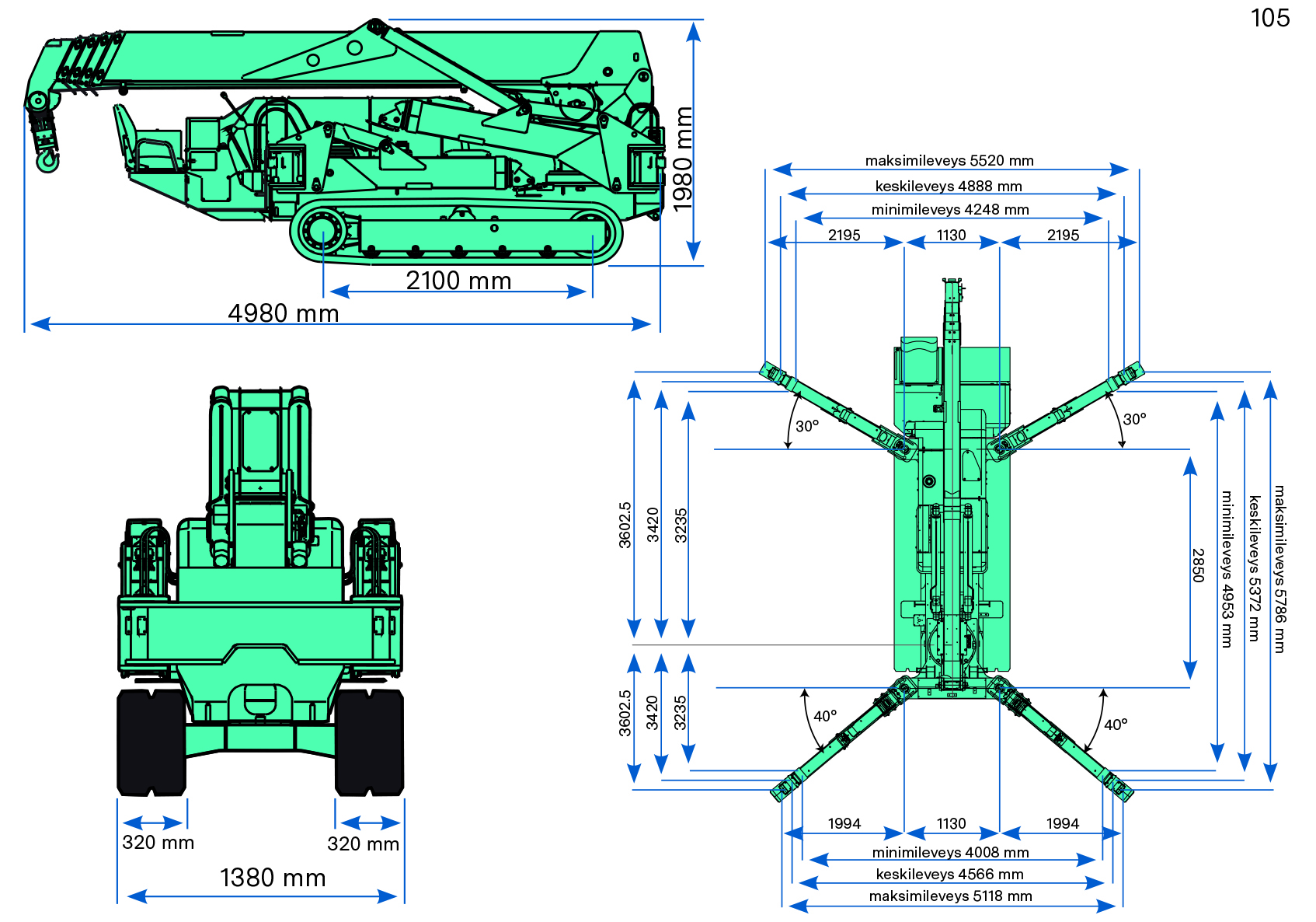 Minikran bandburen diesel/el MAEDA MC405CRME