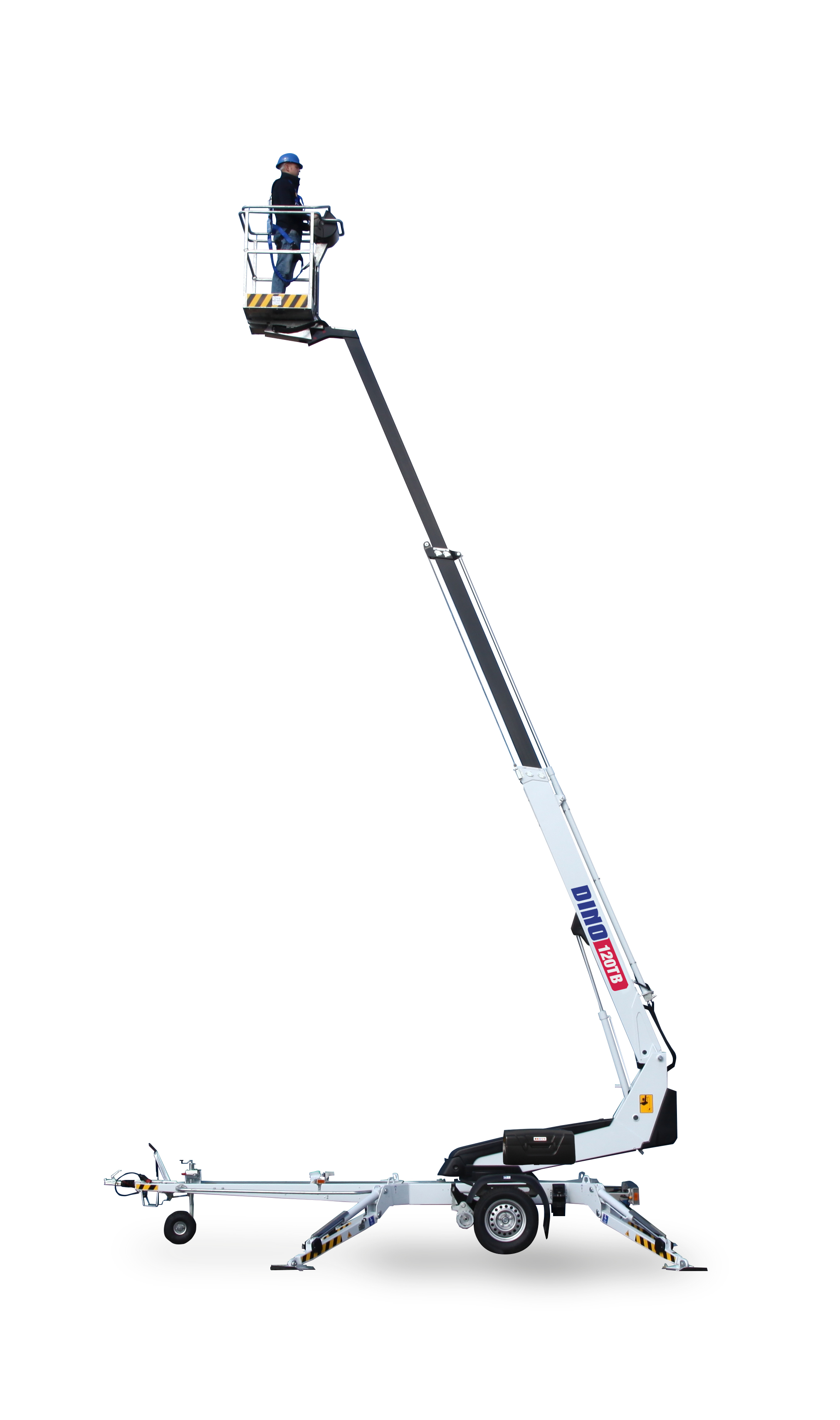 Trailer lift telescopic boom battery, platform height 10 m DINO 120TB