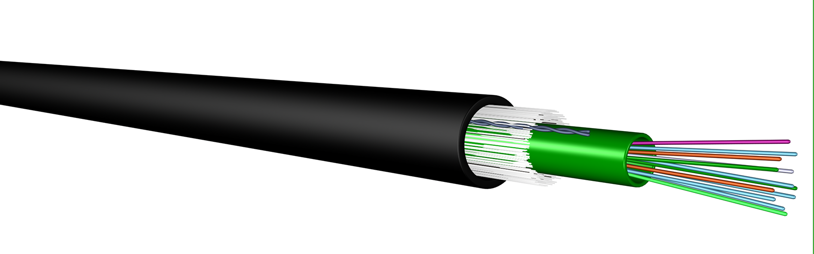 Câble 24 fibres 9/125 OS2 PE noir UCFibre O CT PE 2.0 kN 24 SM2D/A1 BK