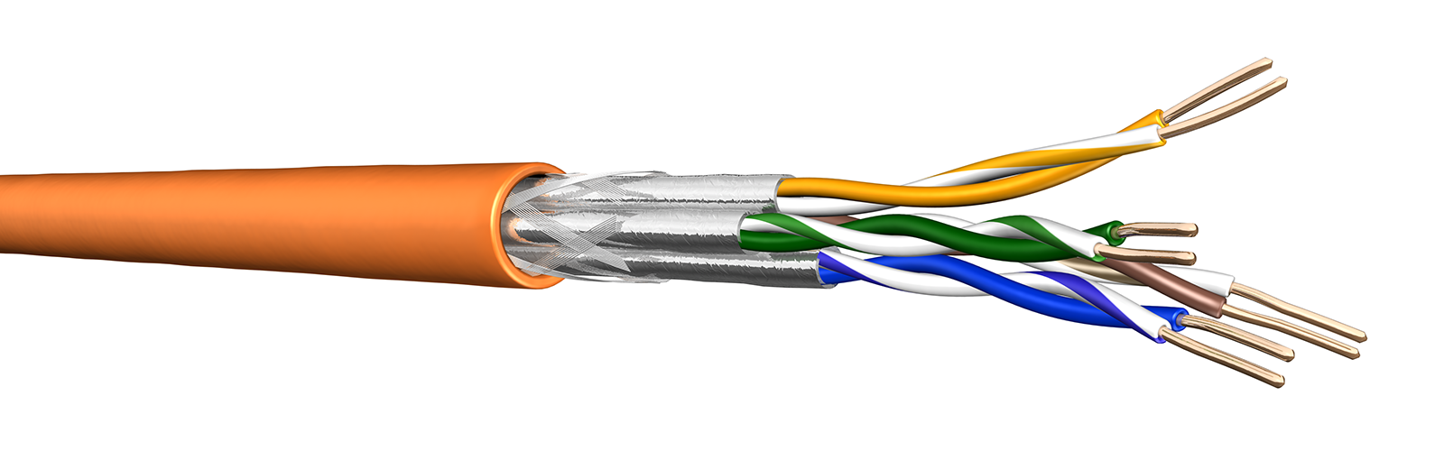 CAT.7   4 paires S/FTP LSHF-FR 750 Mhz Orange - Dca T 1000