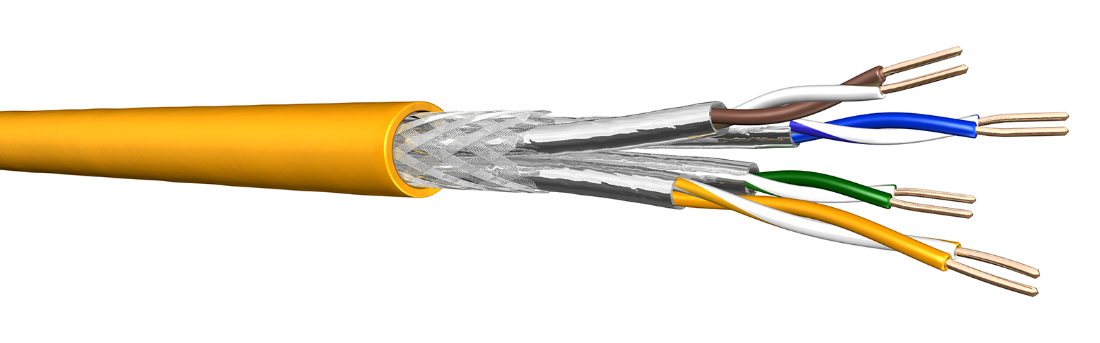 Cable CAT7A SFTP Cca 4 paires AWG23 Couleur JAUNE touret de T1000m