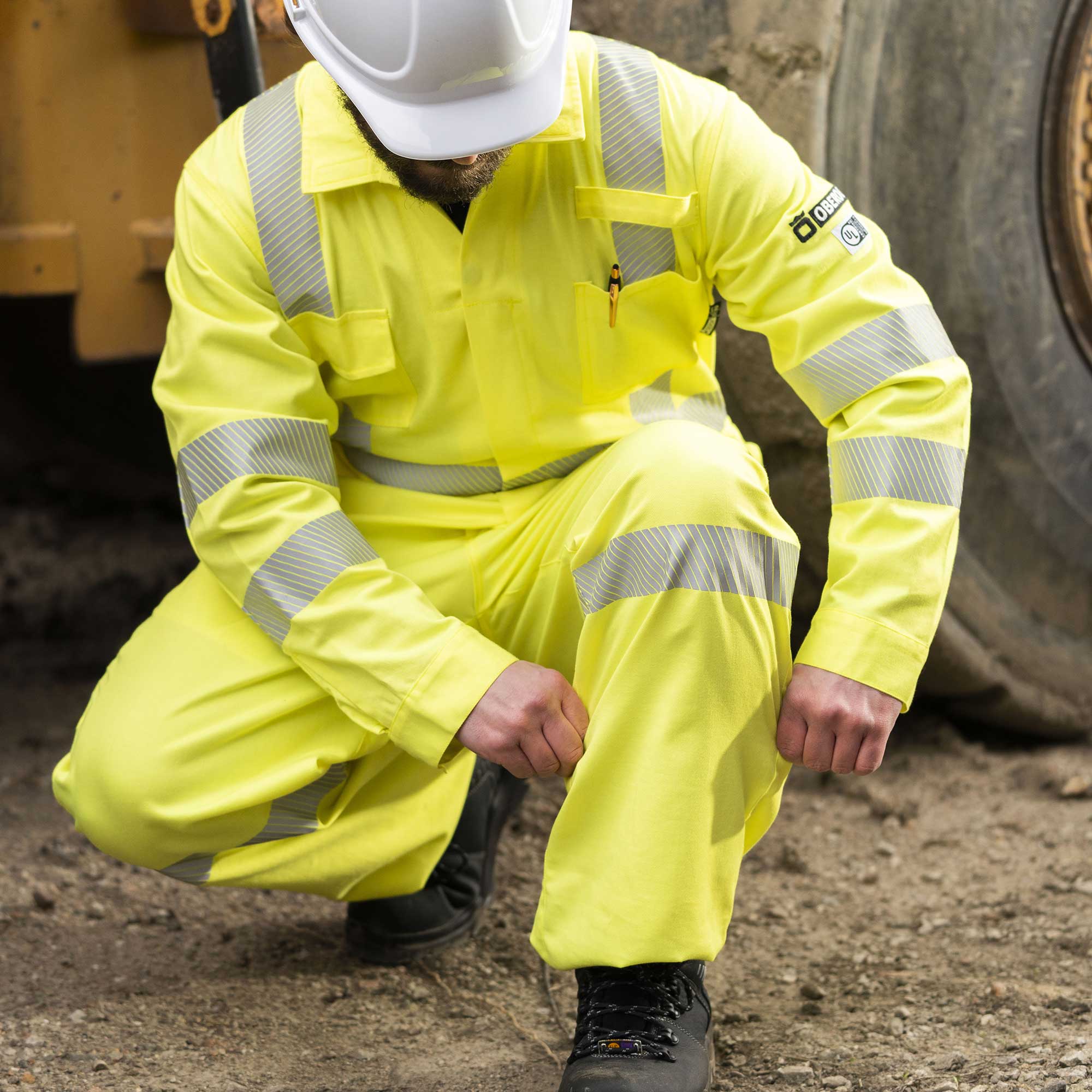 Hi-Vis FR/Arc-Rated 7.5 oz  88/12 Safety Coveralls - Hi-Vis Yellow - 3XL product photo