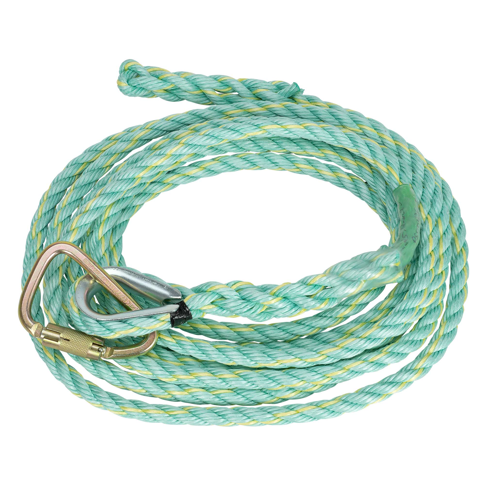 Vertical Lifeline - Premium Extruded Co- Polymer Fibre - Anchor End Carabiner/Trailing End Back Splice - 100 ' product photo