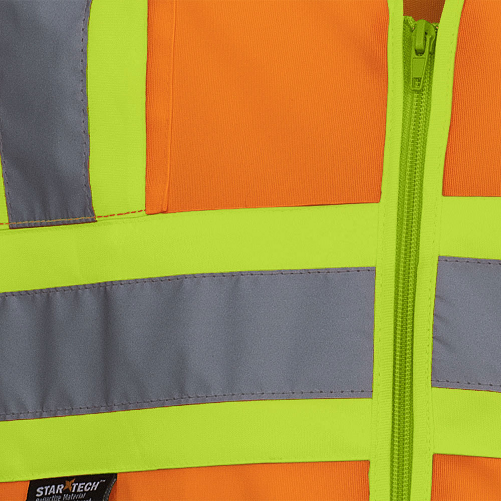 Hi-Vis Short-Sleeved Safety Vest - Zipper Closure - Hi-Vis Orange - XL product photo