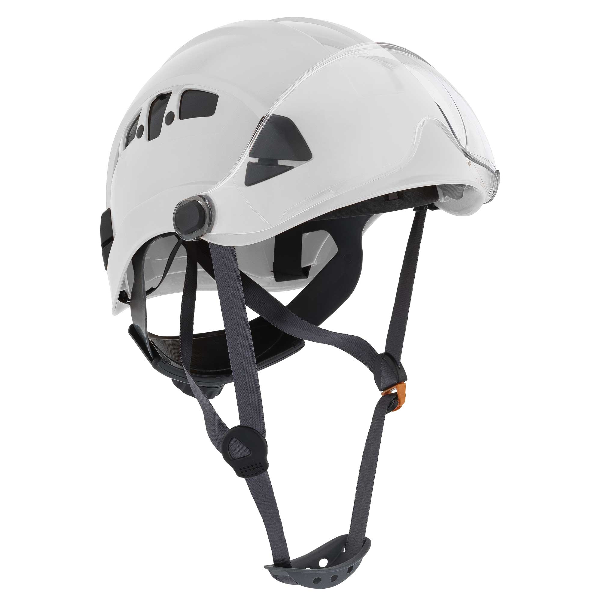 CH-450V Industrial Climbing Hard Hat w/Flip-Up Wraparound Visor - Vented - White product photo