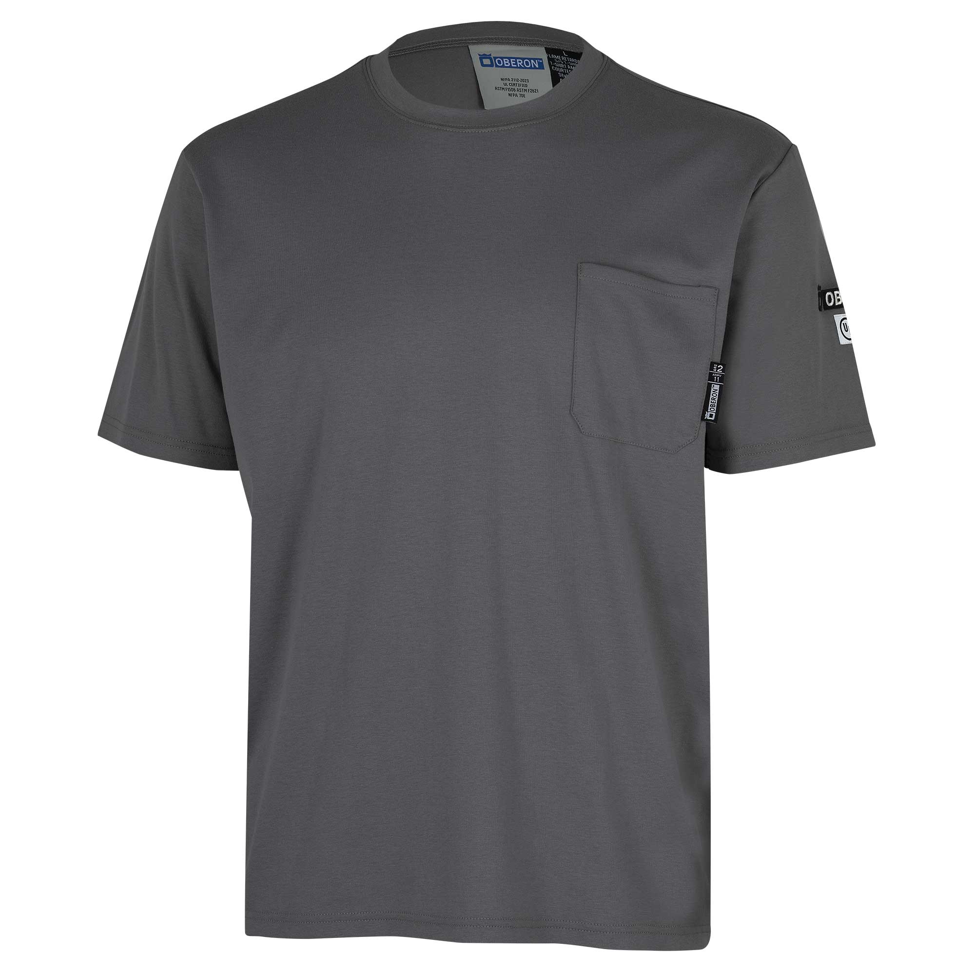100% FR/Arc-Rated 7 oz Cotton Interlock Short-Sleeved Safety Shirt - Grey - 2XL product photo
