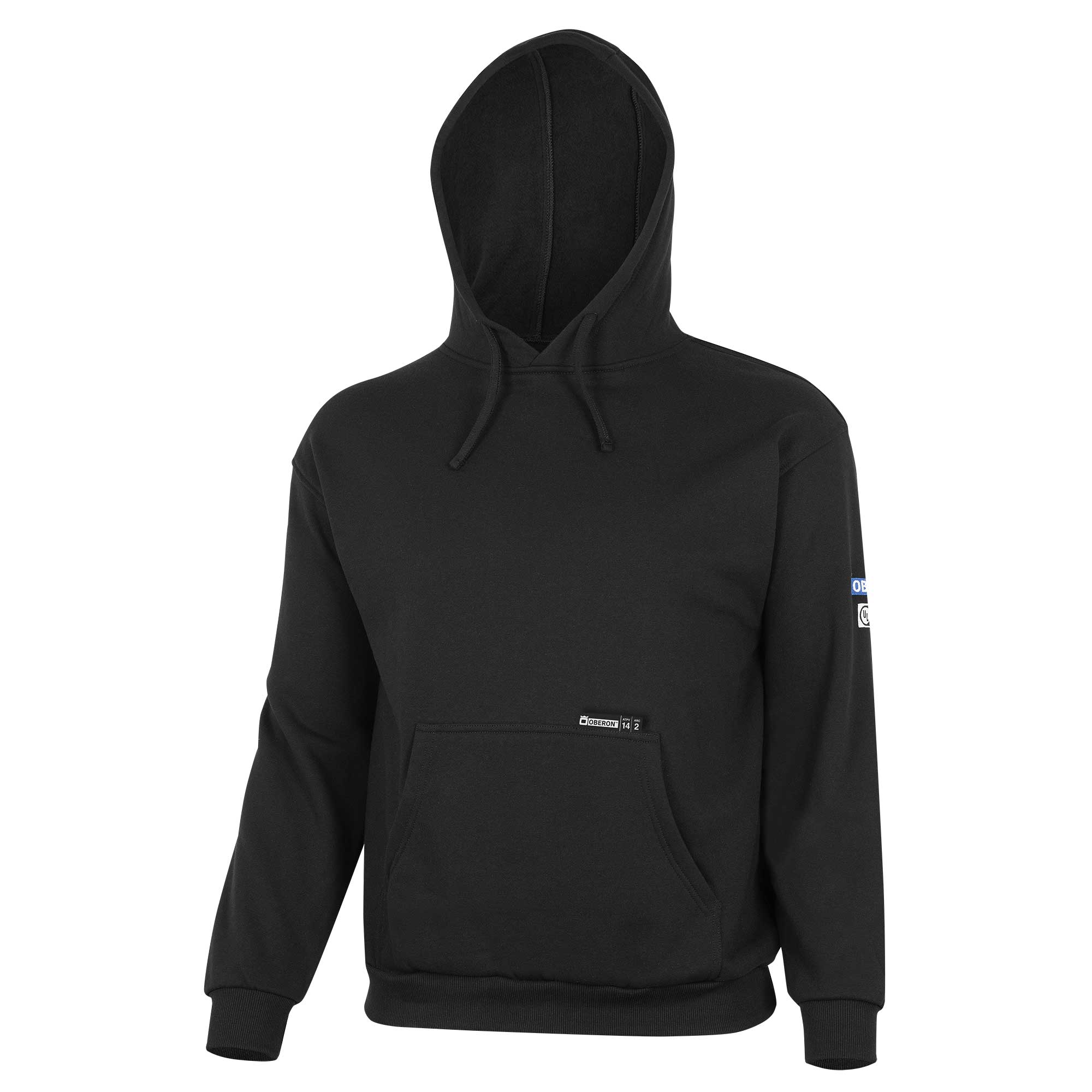 100% FR/Arc-Rated Heavyweight 12 oz Cotton Fleece Pullover Hoodie - Black - 3XL product photo
