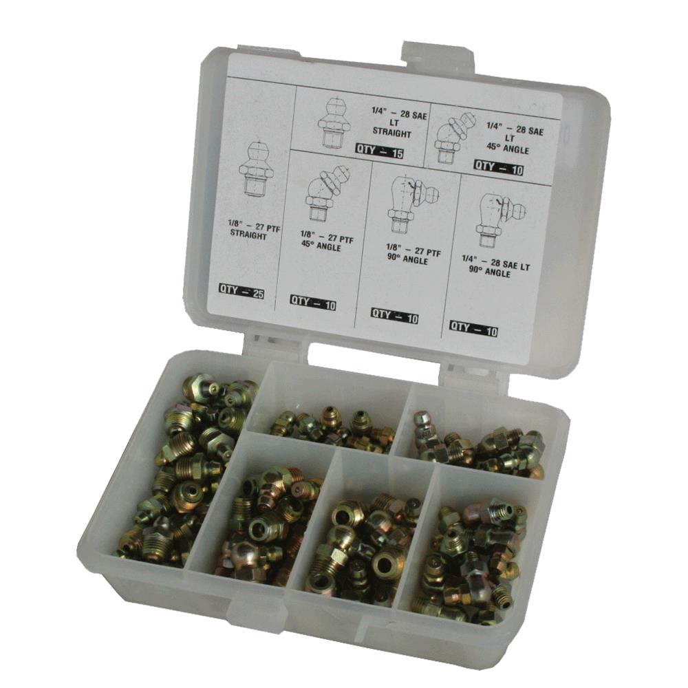 Grease Fitting Kit - SAE - 80 Individual Fittings & Plastic Case product photo