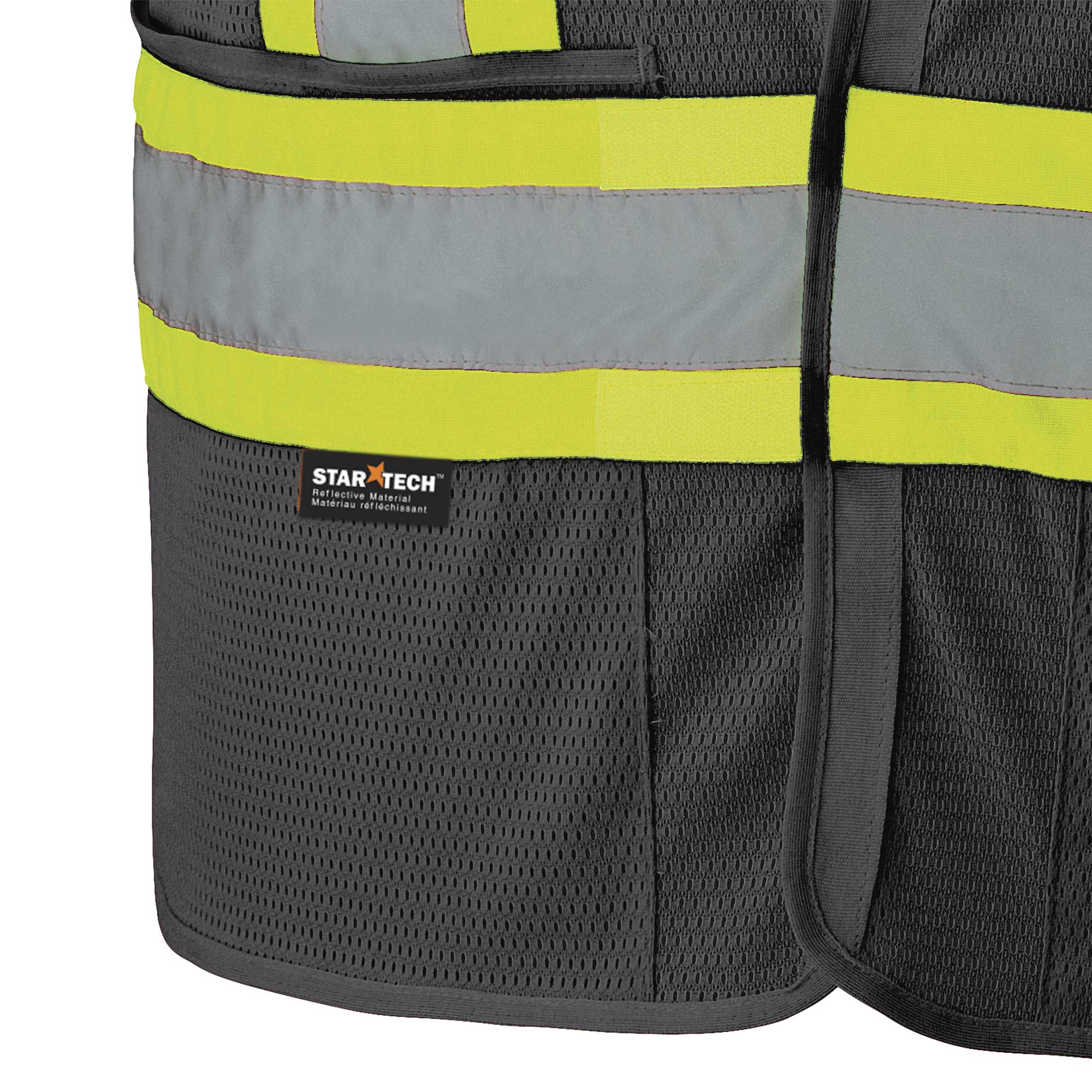 Hi-Vis Poly Mesh Drop Shoulder Safety Vest - Black - 2/3XL