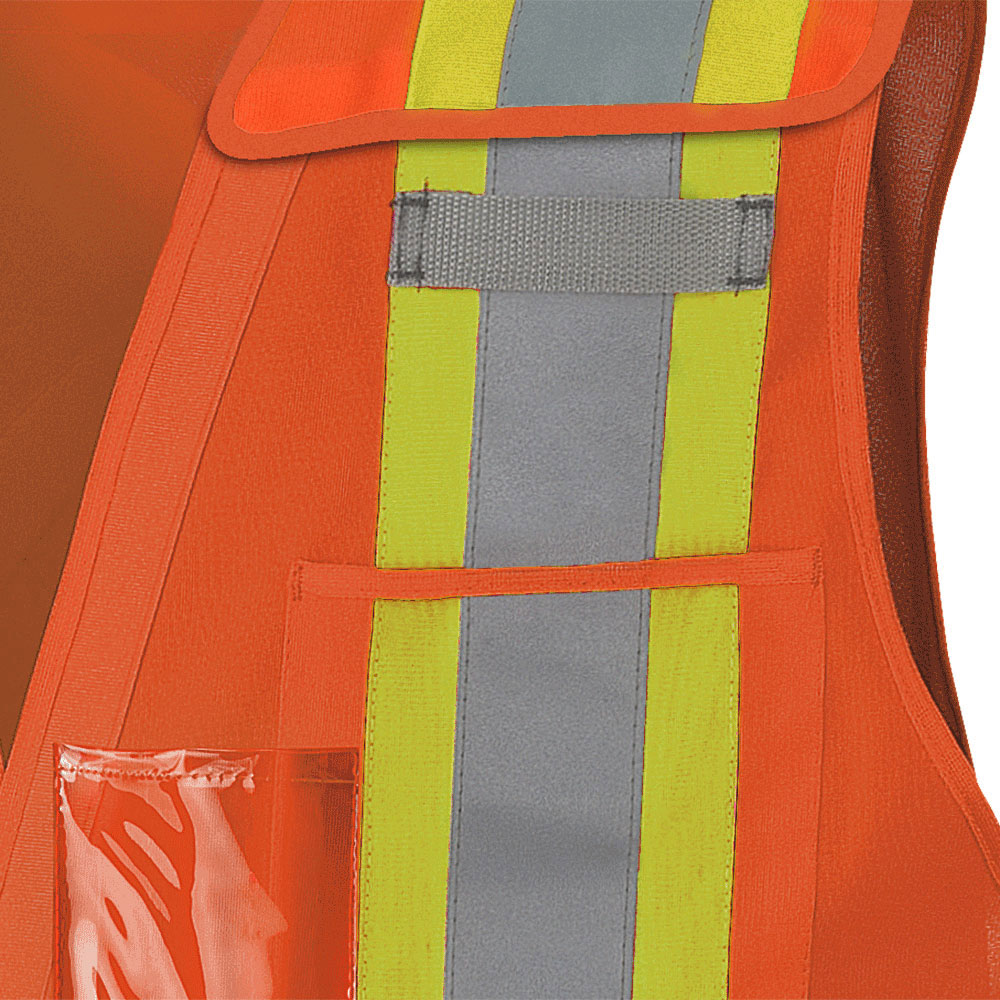 Hi-Vis Tricot Poly Safety Vest - Drop Shoulder - 5-pt Tear-Away - Hi-Vis Orange - S/M product photo