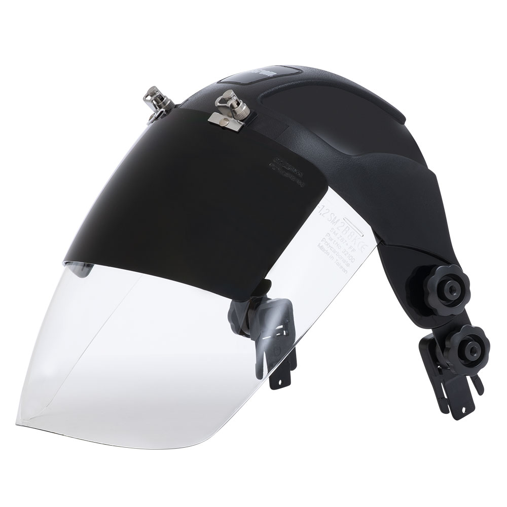 DP4 Series Face Shield with c/w Flip-Up IR Window - Universal Adaptor - Clear Anti-Fog Polycarbonate - Shade 6 Cobalt Blue product photo