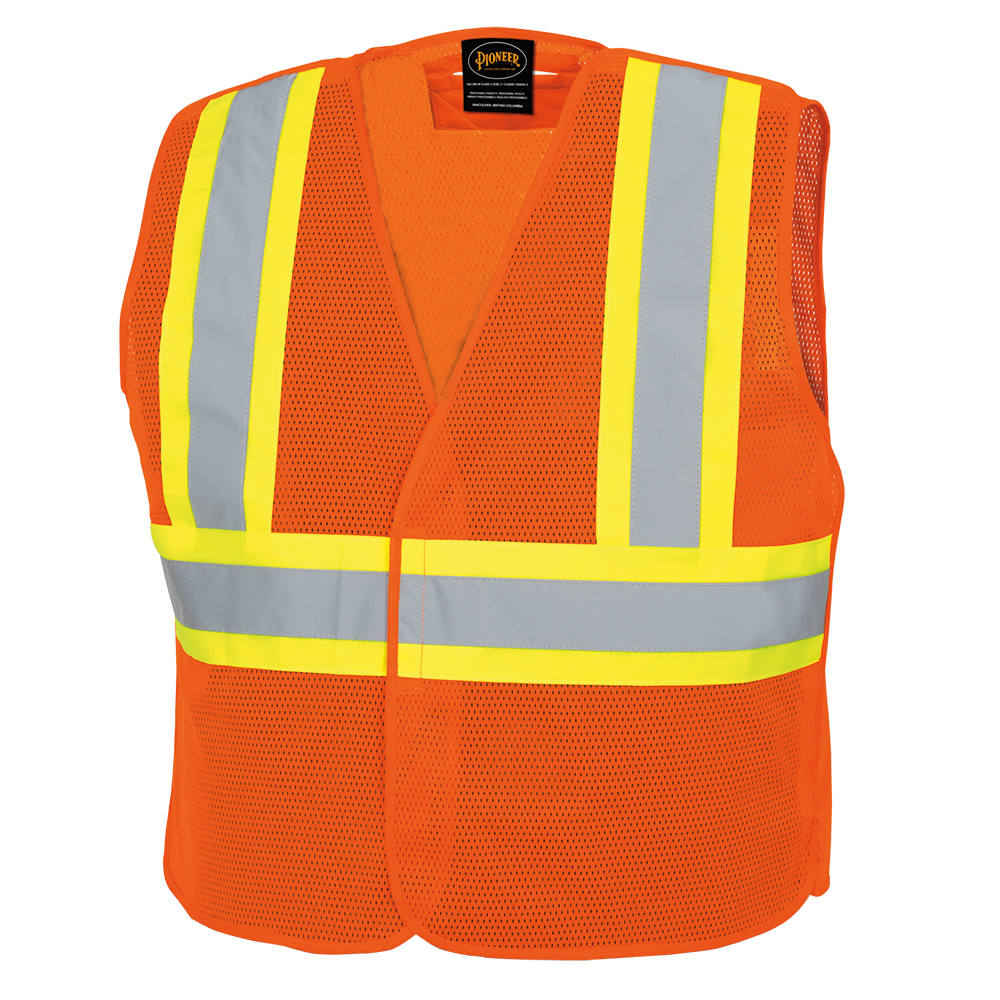 Hi-Vis Poly Mesh Safety Vest - Adjustable - 5-pt Tear-Away - Hi-Vis Orange - 4/5XL product photo