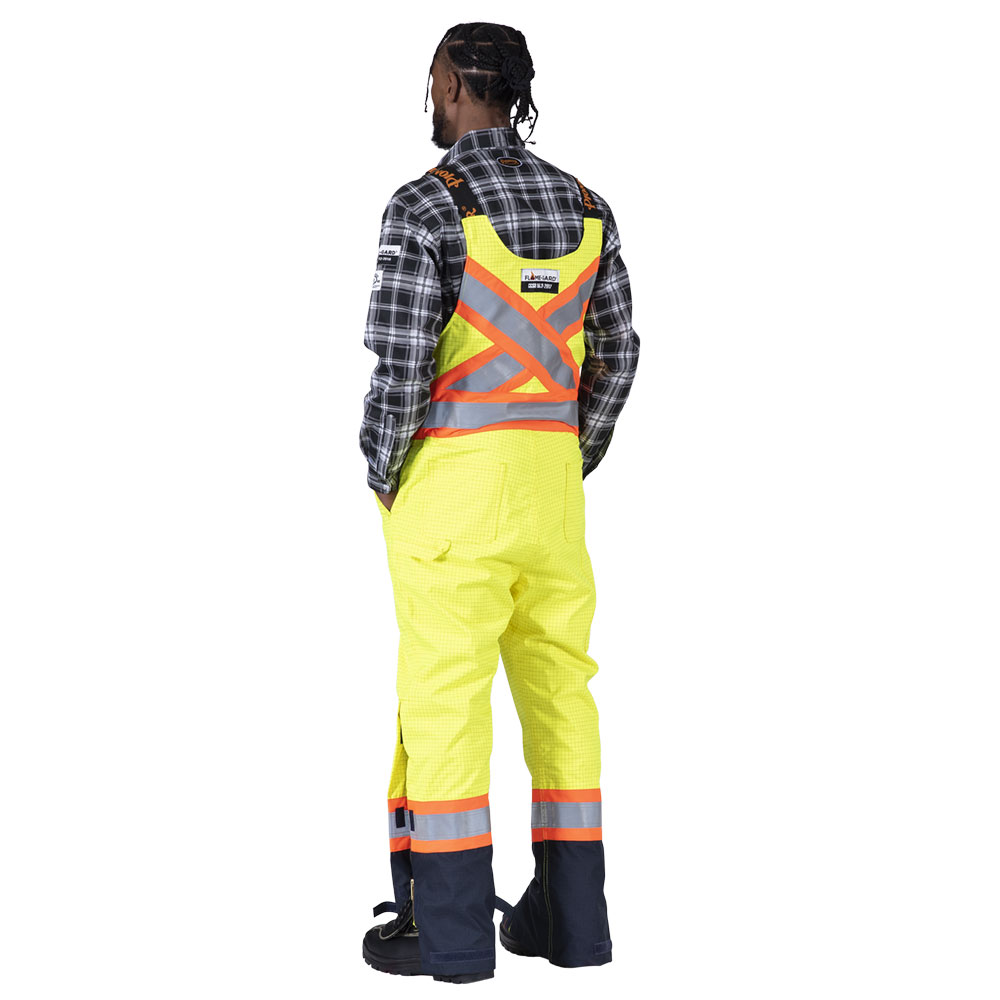 Salopette de s&eacute;curit&eacute; &laquo;Defender&reg;&raquo; ignifuge/anti-arc &eacute;lectrique/antistatique en trilamin&eacute; Oxford 300D &ndash; Jaune/vert haute visibilit&eacute; &ndash; 2TG photo du produit
