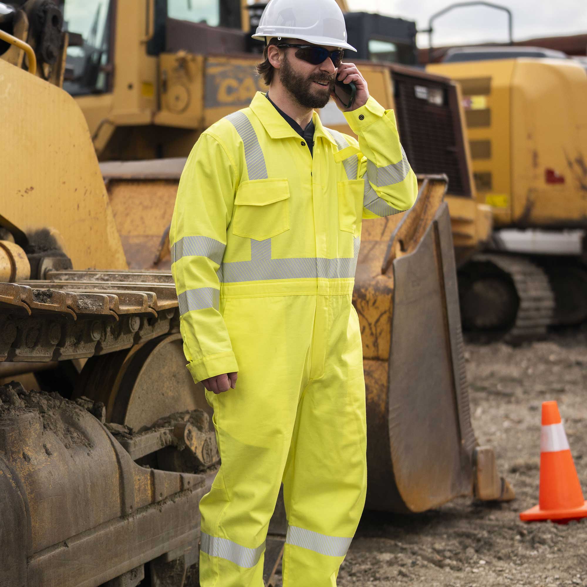 Hi-Vis FR/Arc-Rated 7.5 oz  88/12 Safety Coveralls - Hi-Vis Yellow - 3XL product photo