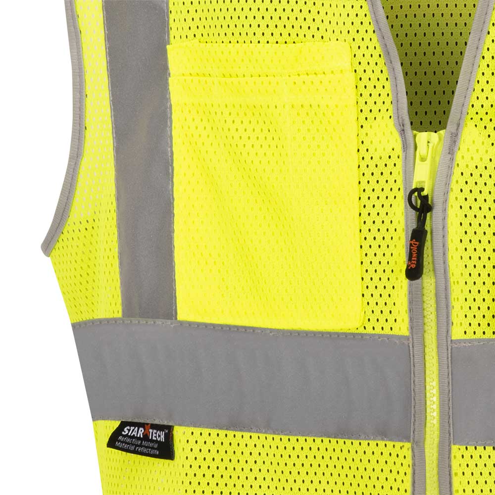 Hi-Vis Poly Mesh Safety Vest - Zipper Closure - Hi-Vis Yellow/Green - M product photo