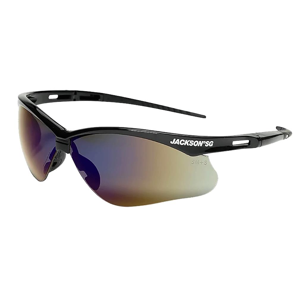 Jackson SG Safety Glasses - Black Frame - Blue Mirror Lens Anti-Scratch Hardcoat Lens product photo