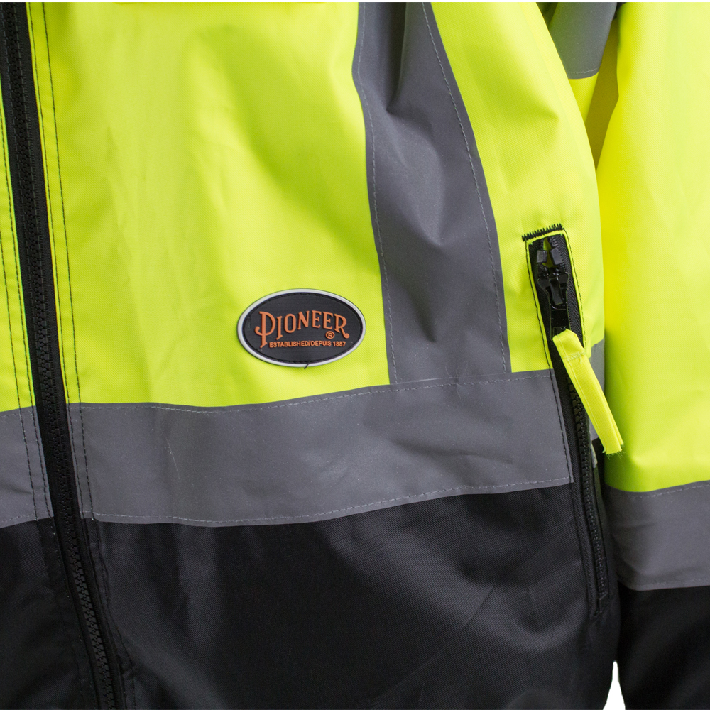 Hi-Vis 2-in-1 Bomber Jacket -  100% Waterproof - Removable Fleece Liner  - Hi-Vis Yellow/Green - XL product photo