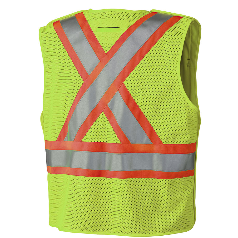 Hi-Vis Tricot Poly Safety Vest - Mesh-Back - 5-pt Tear-Away - Hi-Vis Yellow/Green - 5XL product photo