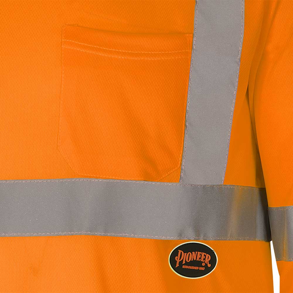Hi-Vis Bird's-Eye Long-Sleeved Safety Shirt - Hi-Vis Orange - 2XL product photo