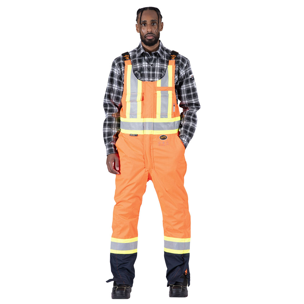 Salopette de s&eacute;curit&eacute; &laquo;Defender&reg;&raquo; ignifuge/anti-arc &eacute;lectrique/antistatique en trilamin&eacute; Oxford 300D &ndash; Orange haute visibilit&eacute; &ndash; 2TG photo du produit