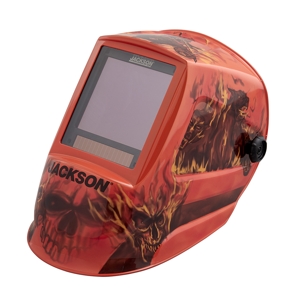 Premium Graphic Welding Helmet - ADF Variable Shade - Hell Fire product photo