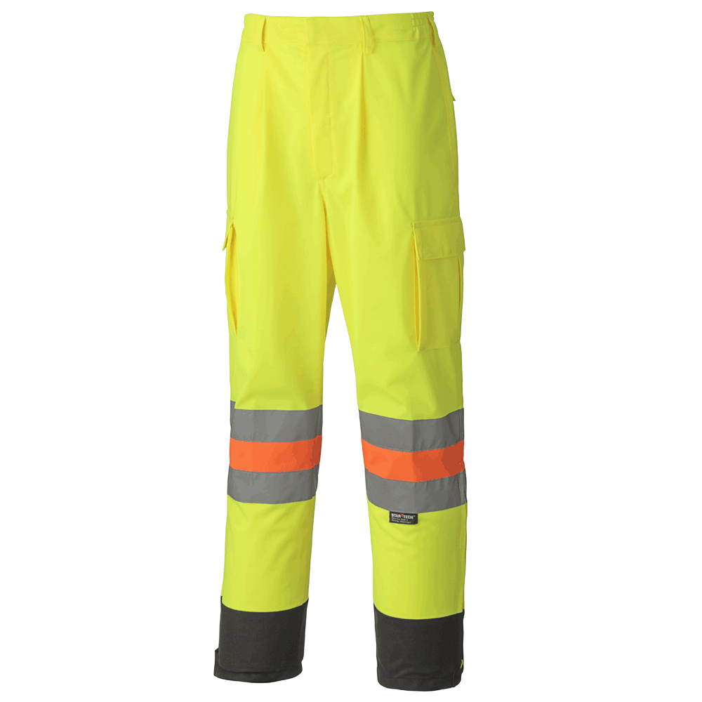 Pantalon respirant pour signaleur routier &ndash; Conforme &agrave; la norme P4.34.1 MTQ &ndash; Jaune/vert haute visibilit&eacute; &ndash; Taille homme G photo du produit
